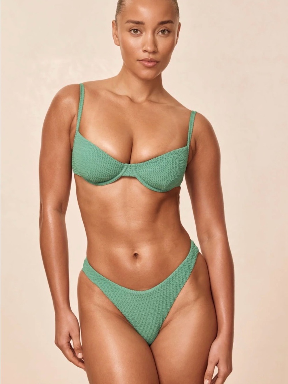Monday Swimwear Capri Bikini Set in Ivory Crinkle (Limited Edition) Size S